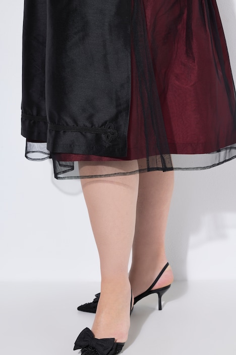 Dirndl, Schnürung, Spitze, Carré-Ausschnitt, ärmellos