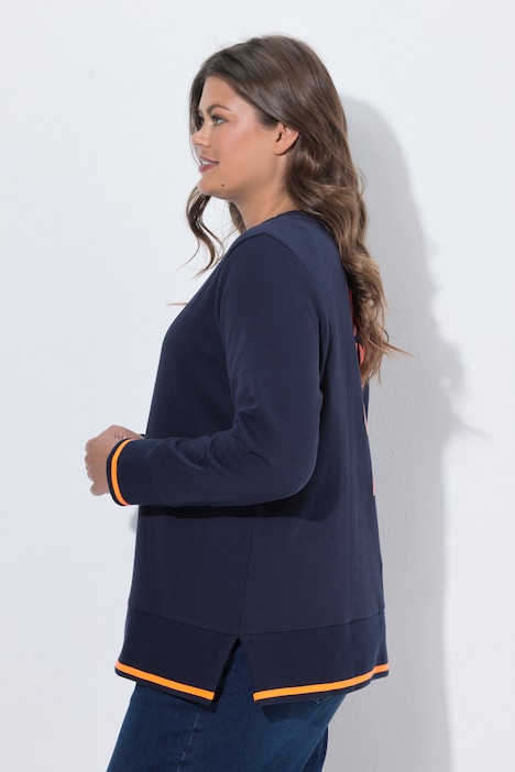 Sweatshirt, V-Ausschnitt, Langarm, Rückenprint, OEKO-TEX MIG