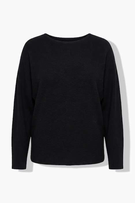Pullover, Querripp, Rundhals, Fledermaus-Langarm