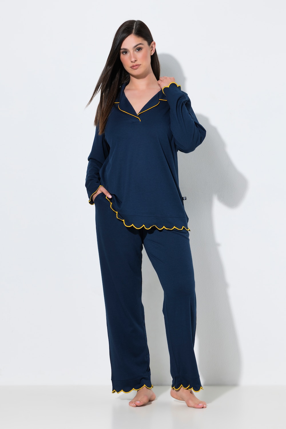 Pyjama, Zierpaspel, Reverskragen, Lanagarm, Modalmix