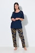 Pyjama, gemusterte Hose, Rundhals, Halbarm