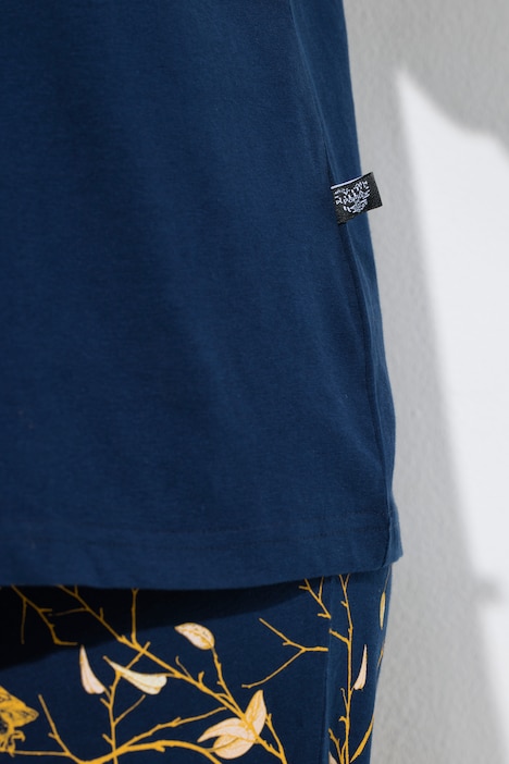 Pyjama, gemusterte Hose, Rundhals, Halbarm