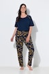 Pyjama, gemusterte Hose, Rundhals, Halbarm