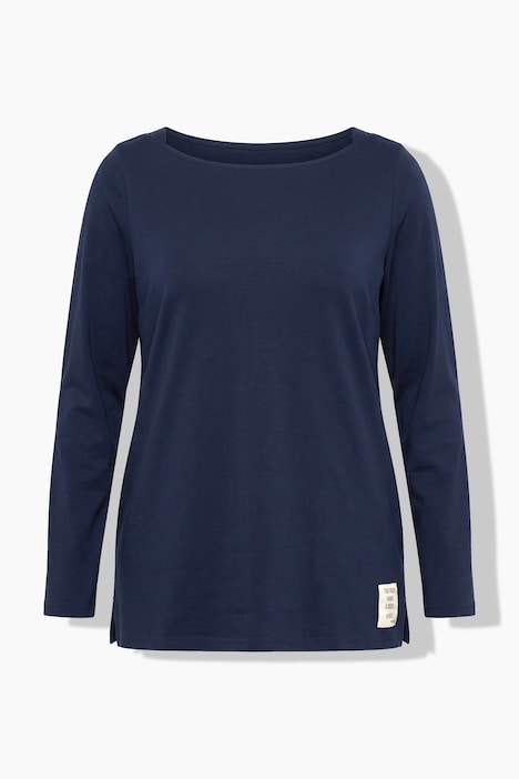shirt, knopen, boothals, lange mouwen, biologisch katoen