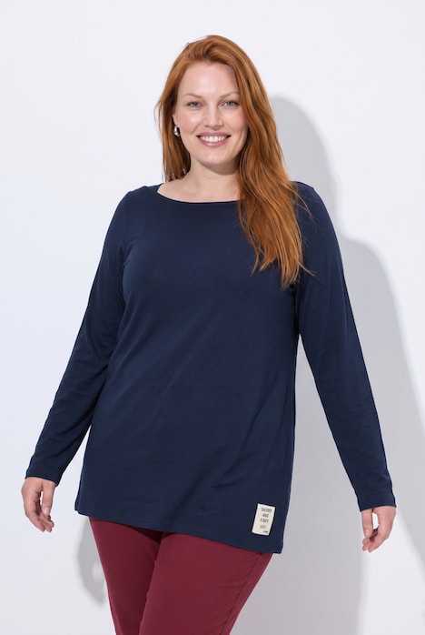 shirt, knopen, boothals, lange mouwen, biologisch katoen