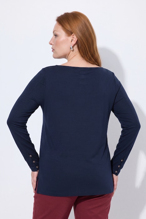 shirt, knopen, boothals, lange mouwen, biologisch katoen