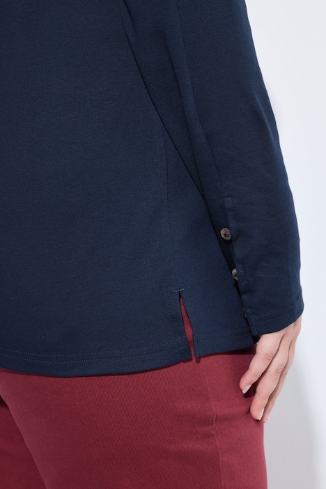 shirt, knopen, boothals, lange mouwen, biologisch katoen