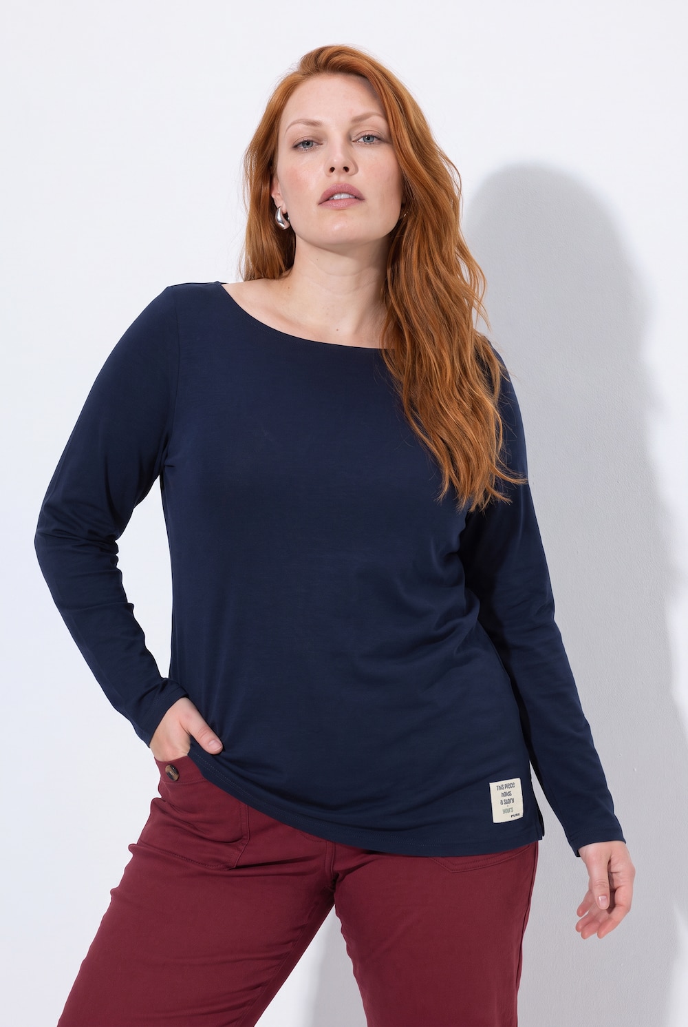 shirt, knopen, boothals, lange mouwen, biologisch katoen