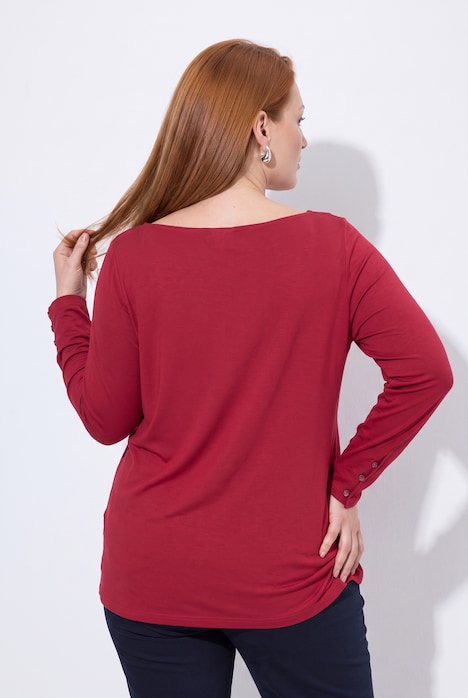 shirt, knopen, boothals, lange mouwen, biologisch katoen