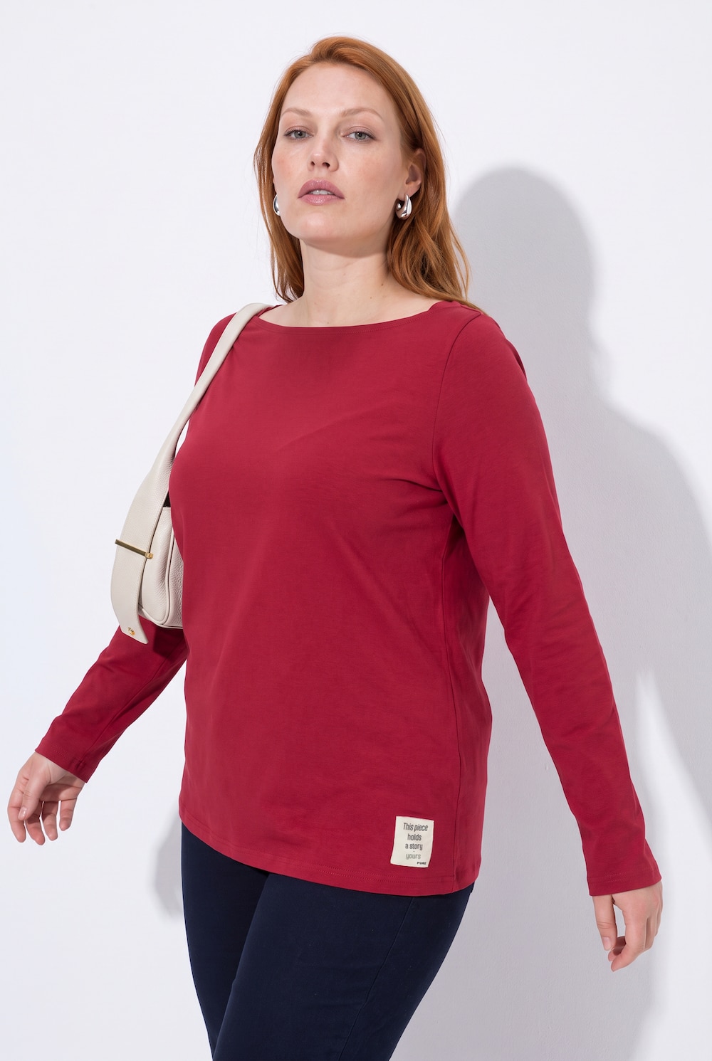 shirt, knopen, boothals, lange mouwen, biologisch katoen