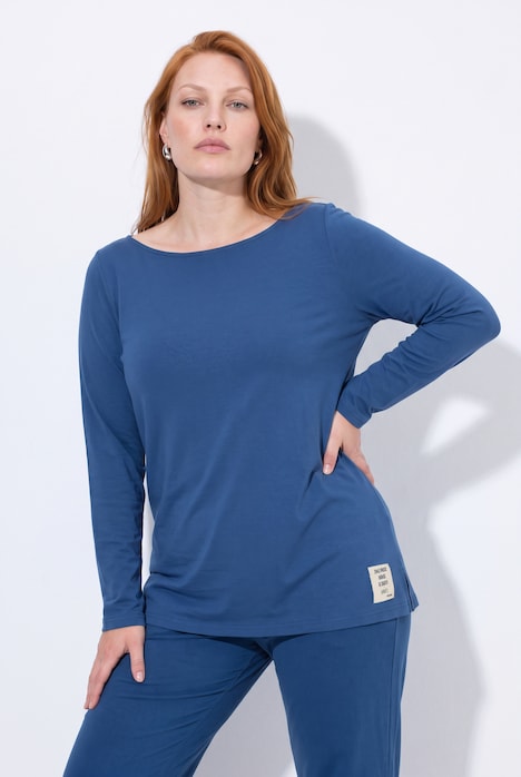 shirt, knopen, boothals, lange mouwen, biologisch katoen