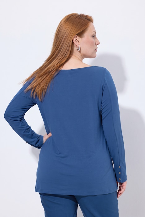 shirt, knopen, boothals, lange mouwen, biologisch katoen