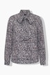 Bluse, Schluppe, Stehkragen, Langarm