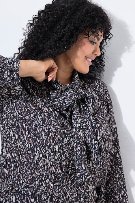 Bluse, Schluppe, Stehkragen, Langarm