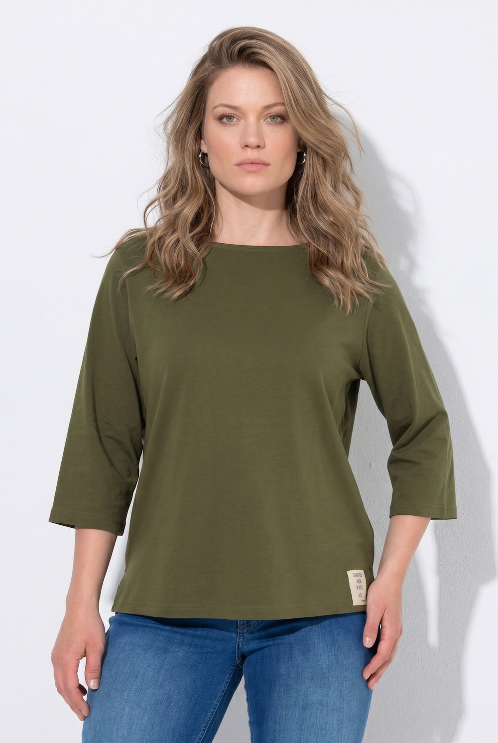 Shirt, U-Boot-Ausschnitt, 3/4-Arm, Biobaumwolle