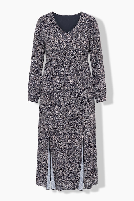Maxikleid, A-Linie, V-Ausschnitt, Langarm