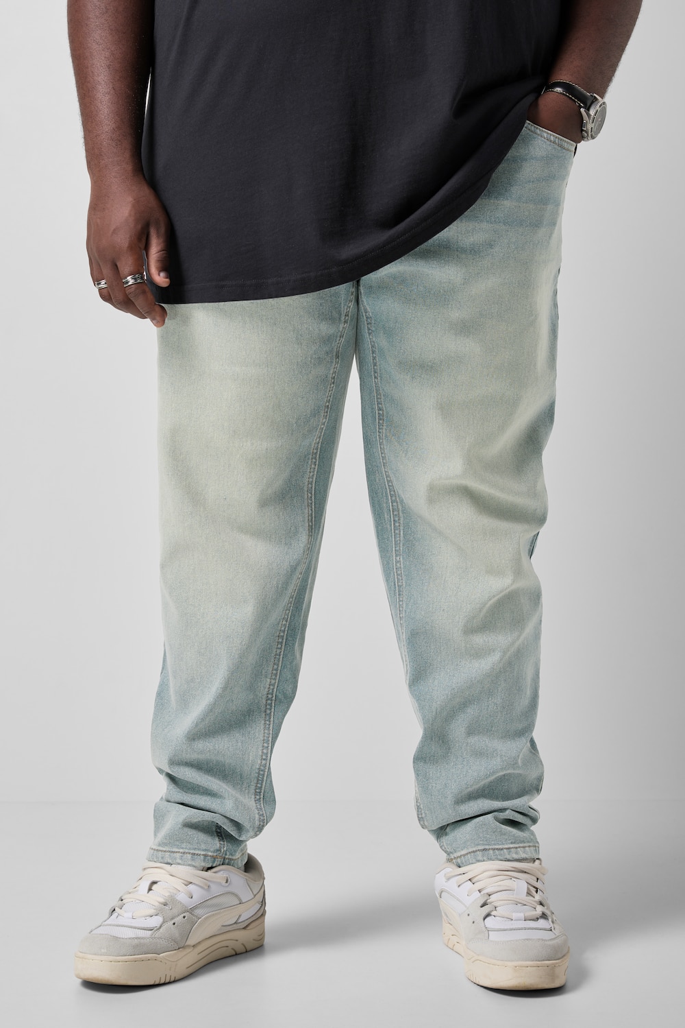 Jeans, 5-pocket, tapered loose fit, vintage look, tot maat 72