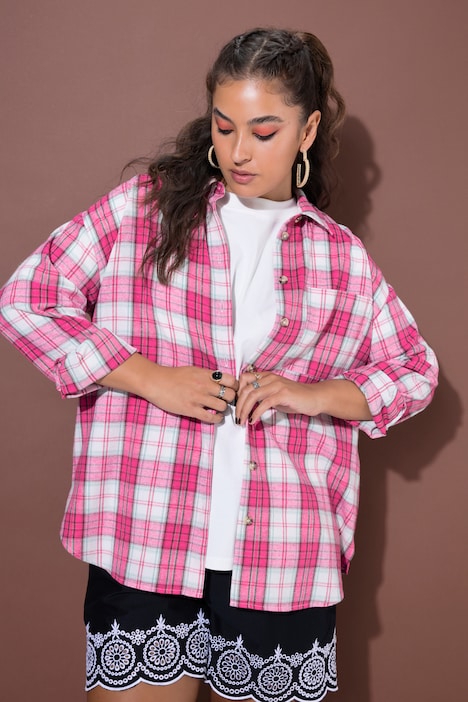 Flanelowa koszula, oversize, koszula w kratę drwala