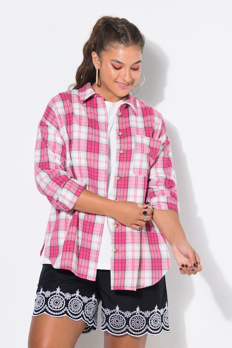 Chemise en flanelle oversized, carreaux colorés esprit bûcheron