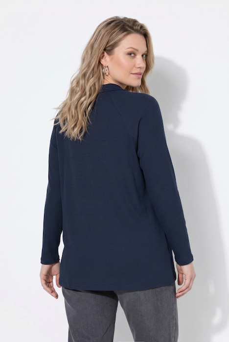 Poloshirt, Rippjersey, Polokragen, Langarm, Biobaumwolle