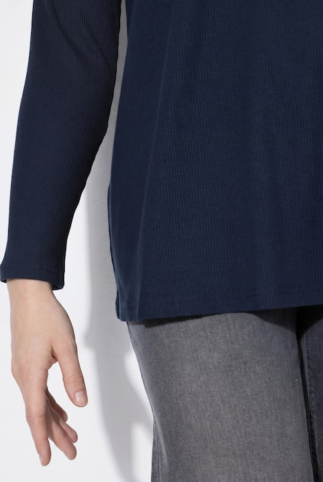 Poloshirt, Rippjersey, Polokragen, Langarm, Biobaumwolle