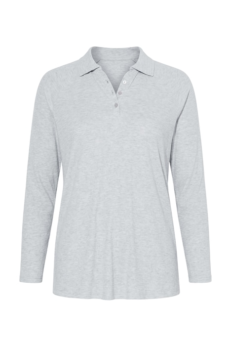 Poloshirt, Rippjersey, Polokragen, Langarm, Biobaumwolle