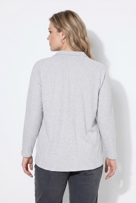 Poloshirt, Rippjersey, Polokragen, Langarm, Biobaumwolle
