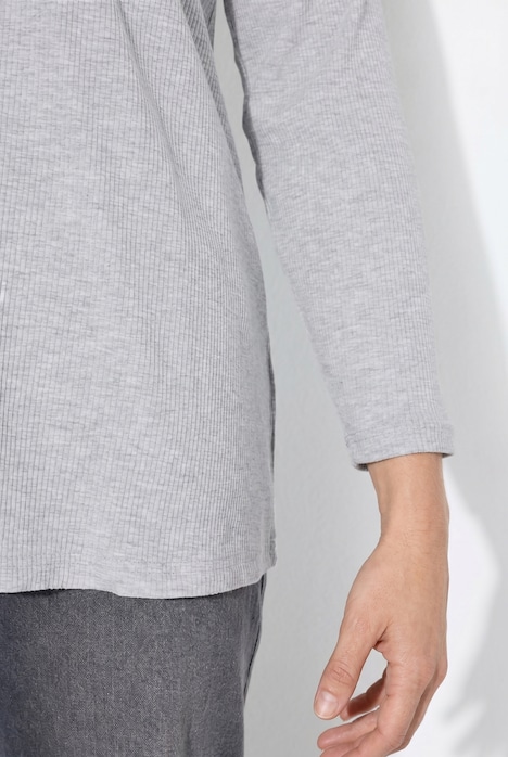 Poloshirt, Rippjersey, Polokragen, Langarm, Biobaumwolle