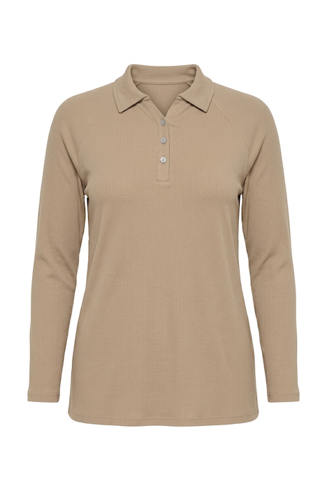 Poloshirt, Rippjersey, Polokragen, Langarm, Biobaumwolle