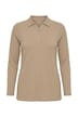 Poloshirt, Rippjersey, Polokragen, Langarm, Biobaumwolle