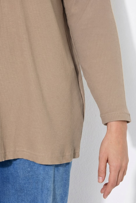 Poloshirt, Rippjersey, Polokragen, Langarm, Biobaumwolle