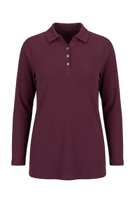 Poloshirt, Rippjersey, Polokragen, Langarm, Biobaumwolle