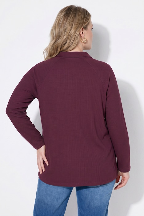 Poloshirt, Rippjersey, Polokragen, Langarm, Biobaumwolle