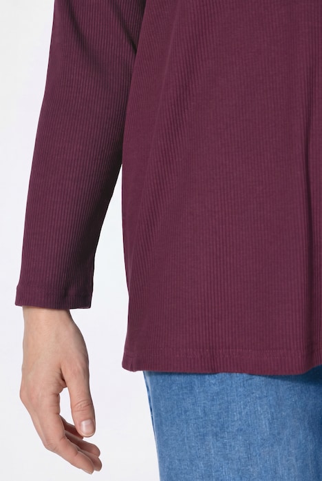 Poloshirt, Rippjersey, Polokragen, Langarm, Biobaumwolle