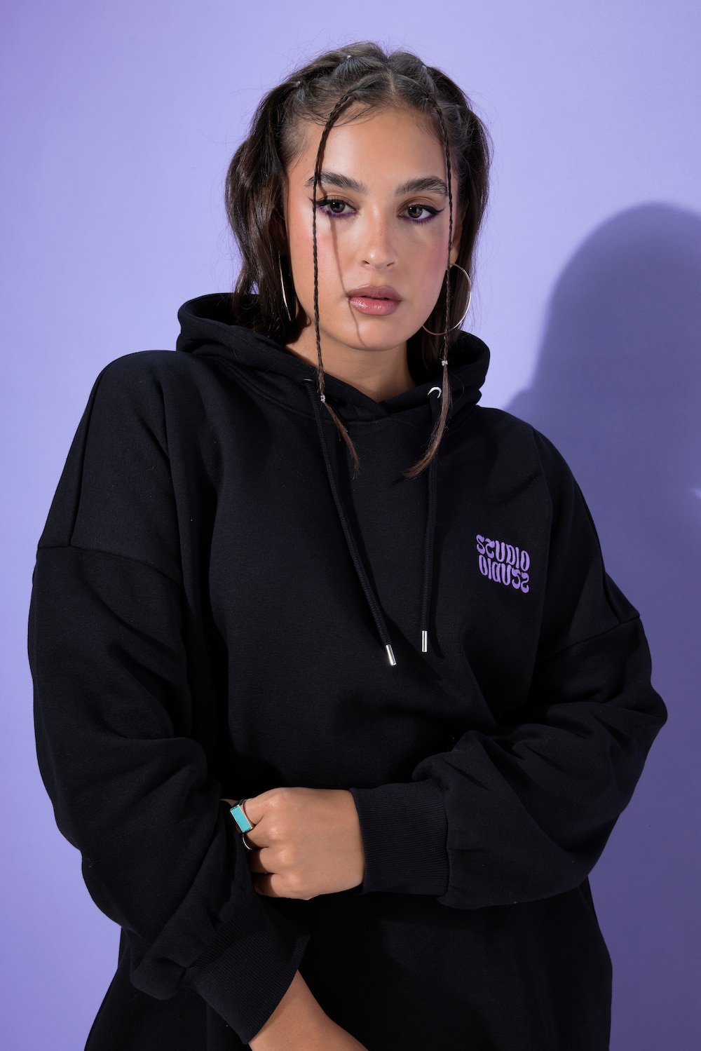 Sweatshirt, Oversize Shape, Stickerei, Kapuze
