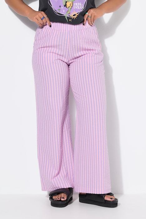 Hose, wide Legs, Seersucker, Streifen