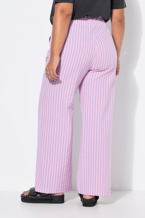 Hose, wide Legs, Seersucker, Streifen