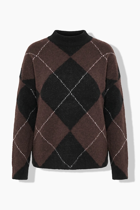 Pullover, Argyle-Muster, Stehkragen, Langarm