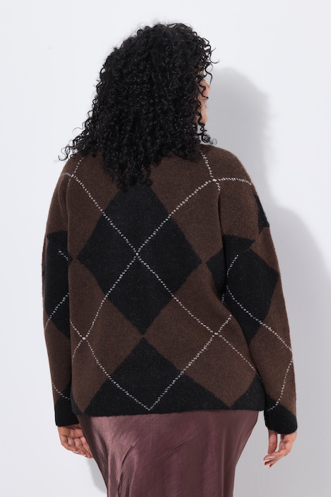 Pullover, Argyle-Muster, Stehkragen, Langarm
