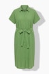 Midi-Hemdblusenkleid, Seersucker, Streifen, Bindegürtel