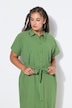 Midi-Hemdblusenkleid, Seersucker, Streifen, Bindegürtel