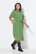 Midi-Hemdblusenkleid, Seersucker, Streifen, Bindegürtel
