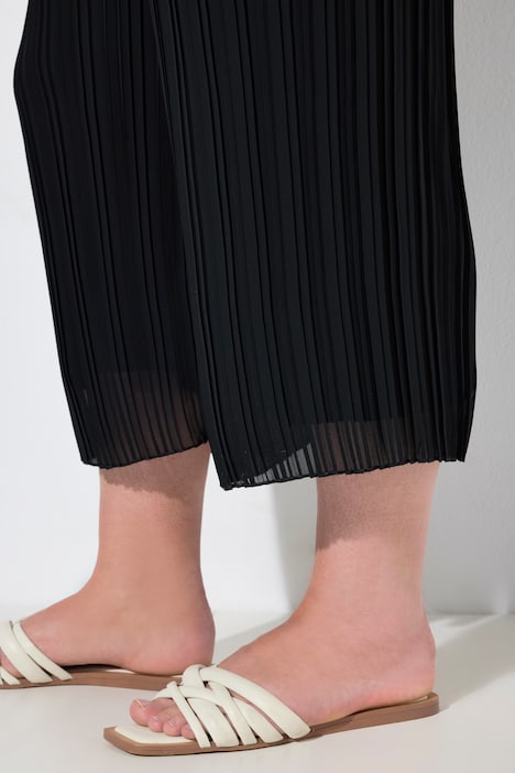 Plissee-Culotte, weites, gerades Bein