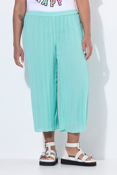 Plissee-Culotte, weites, gerades Bein