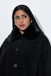 Cape-Jacke, A-Linie, Webpelz-Kragen, Raglan-Langarm