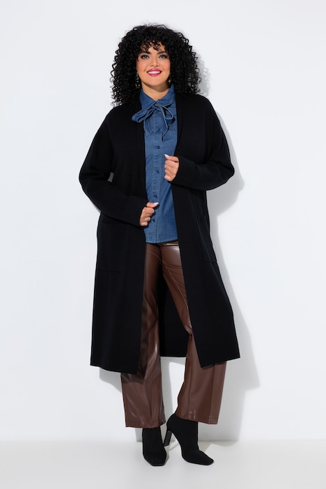 Long-Strickjacke, Oversized, ohne Verschluss, Langarm