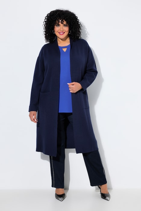 Long-Strickjacke, Oversized, ohne Verschluss, Langarm