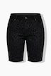 Short en jean, motif léopard, 5 poches, ourlet frangé