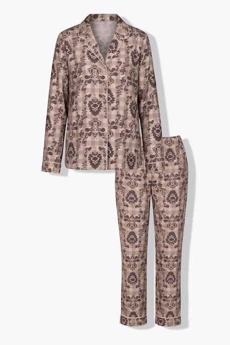 Pyjama, Karo/Ornamente, Reverskragen, Langarm