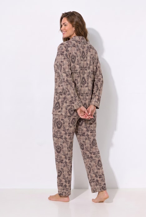 Pyjama, Karo/Ornamente, Reverskragen, Langarm